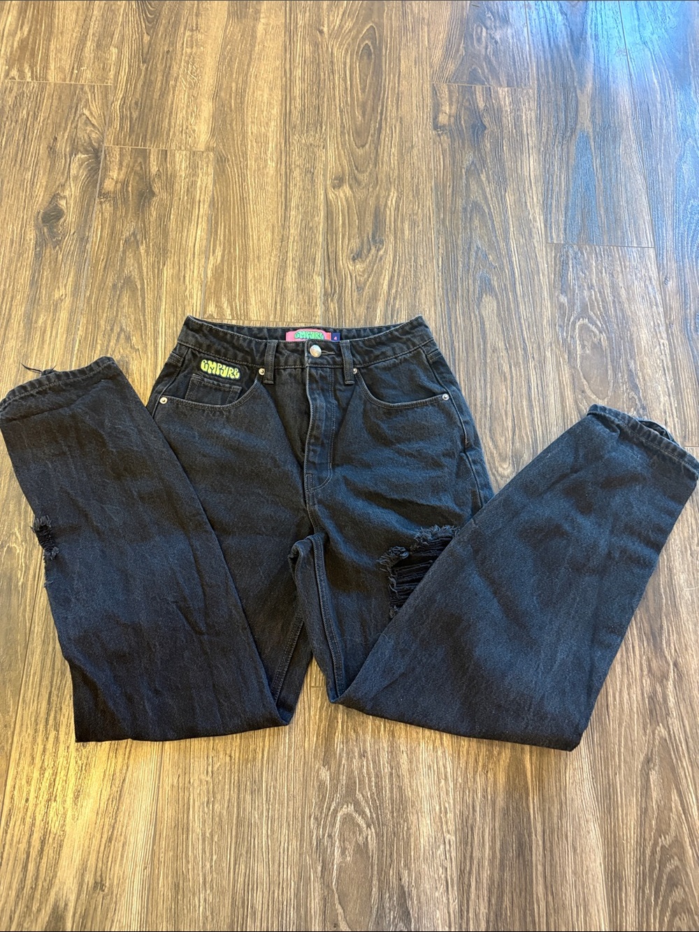 Empyre Black Boyfriend Jeans with Distressed Knees